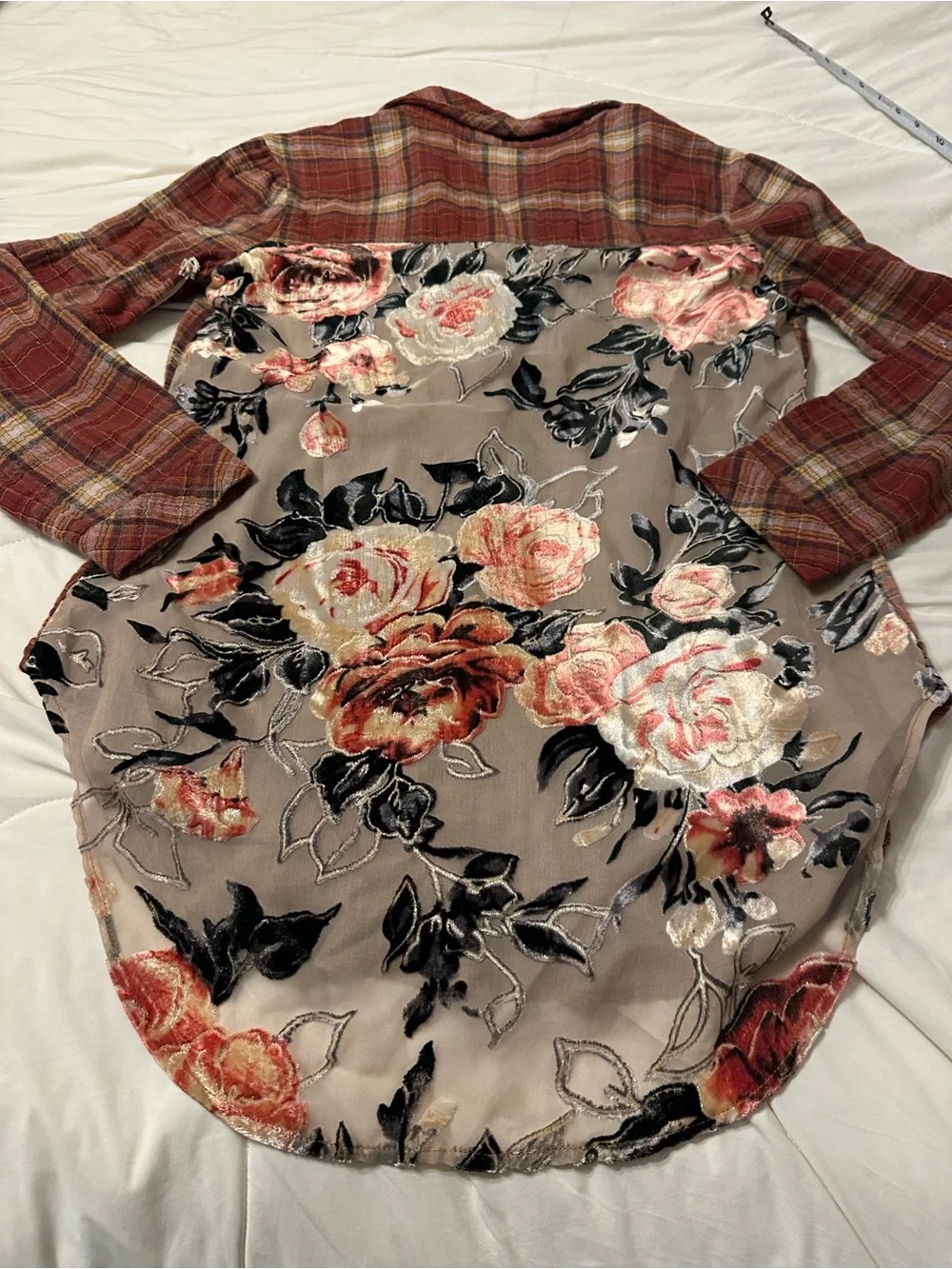 Aratta Mixed Media Button Up Plaid Shirt - NWT - Size M (estimated) - Picture 4 of 10